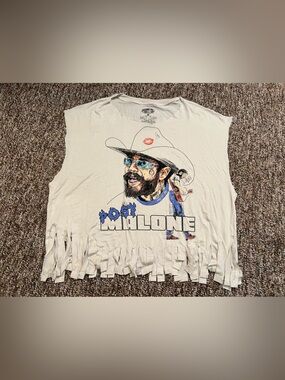 Post Malone Women’s Fringed Concert Graphic Comfy Sleeveless Shirt Size Medium